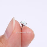 Implant Grade Titanium OneFit™ Threadless Prong Set Fire Opal Top Part-White Opal