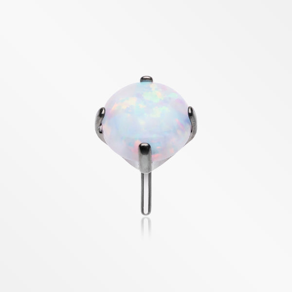 Implant Grade Titanium OneFit™ Threadless Prong Set Fire Opal Top Part-White Opal