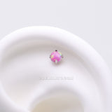 Implant Grade Titanium OneFit™ Threadless Prong Set Fire Opal Top Part-Pink Opal