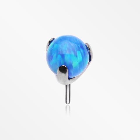Implant Grade Titanium OneFit™ Threadless Fire Opal Ball Prong Set Top Part-Blue Opal