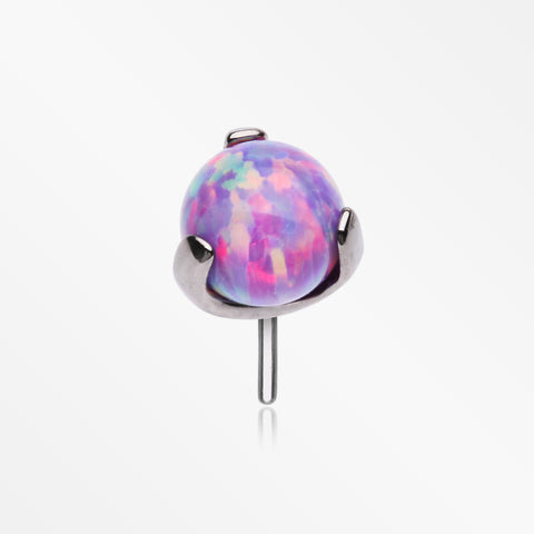 Implant Grade Titanium OneFit™ Threadless Fire Opal Ball Prong Set Top Part-Purple Opal