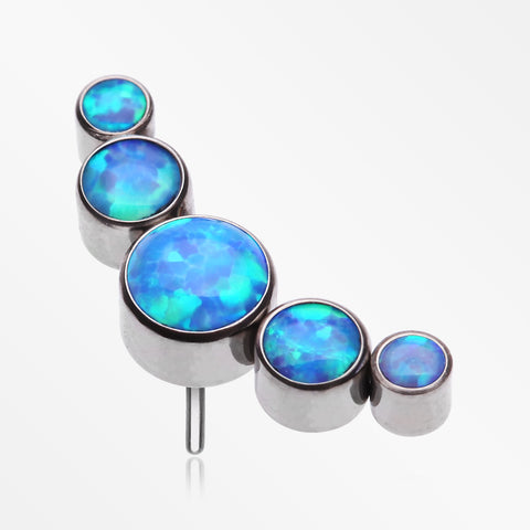 Implant Grade Titanium OneFit™ Threadless Journey Fire Opal Curve Top Part-Blue Opal
