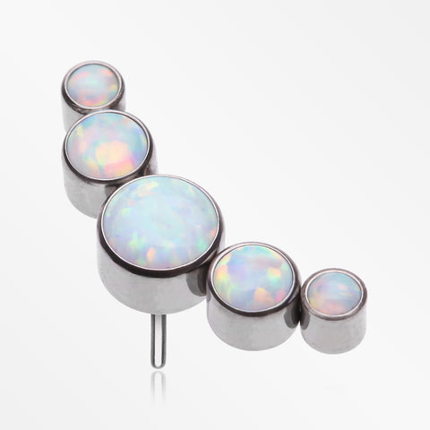 Implant Grade Titanium OneFit™ Threadless Journey Fire Opal Curve Top Part-White Opal