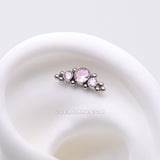 Implant Grade Titanium OneFit™ Threadless Sparkle Arc Bali Beads Top Part-Pink