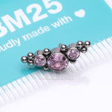 Implant Grade Titanium OneFit™ Threadless Sparkle Arc Bali Beads Top Part-Pink