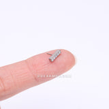 Implant Grade Titanium OneFit™ Threadless Sparkle Lined Rectangle Top Part-Clear Gem