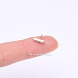 Implant Grade Titanium OneFit™ Threadless Rose Gold Sparkle Lined Rectangle Top Part-Clear Gem