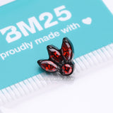 Implant Grade Titanium OneFit™ Threadless Blackline Triple Marquise Sparkle Flower Top Part-Red