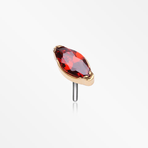 Implant Grade Titanium OneFit™ Threadless Golden Elegant Marquise Sparkle Top Part-Red