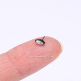 Implant Grade Titanium OneFit™ Threadless Blackline Elegant Marquise Sparkle Top Part-Clear Gem