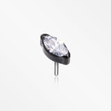 Implant Grade Titanium OneFit™ Threadless Blackline Elegant Marquise Sparkle Top Part-Clear Gem