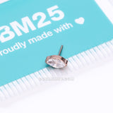 Implant Grade Titanium OneFit™ Threadless Rose Gold Elegant Marquise Sparkle Top Part-Clear Gem