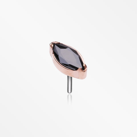 Implant Grade Titanium OneFit™ Threadless Rose Gold Elegant Marquise Sparkle Top Part-Black