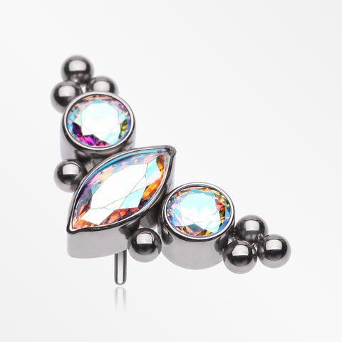 Implant Grade Titanium OneFit™ Threadless Marquise Sparkle Bali Beads Arc Top Part-Aurora Borealis