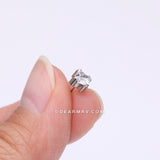 Implant Grade Titanium OneFit™ Threadless Prong Set Square Gem Sparkle Top Part-Clear Gem
