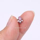 Implant Grade Titanium OneFit™ Threadless Royal Bali Teardrop Beaded Sparkle Top Part-Pink