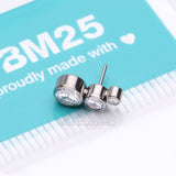 Implant Grade Titanium OneFit™ Threadless Cascading Journey Triple Sparkle Top Part-Clear Gem