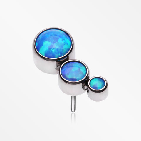 Implant Grade Titanium OneFit™ Threadless Cascading Journey Triple Fire Opal Top Part-Blue Opal