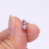 Implant Grade Titanium OneFit™ Threadless Cascading Journey Triple Fire Opal Top Part-Purple Opal
