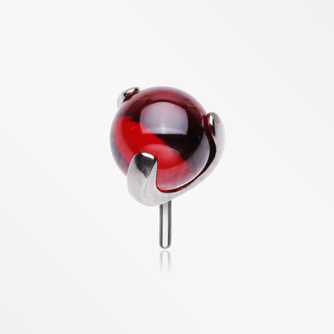 Implant Grade Titanium OneFit™ Threadless Prong Set Glass Ball Top Part-Red