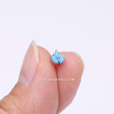 Implant Grade Titanium OneFit™ Threadless Triple Marquise Fire Opal Leaflet Top Part-Blue Opal