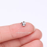 Implant Grade Titanium OneFit™ Threadless Triple Marquise Fire Opal Leaflet Top Part-White Opal