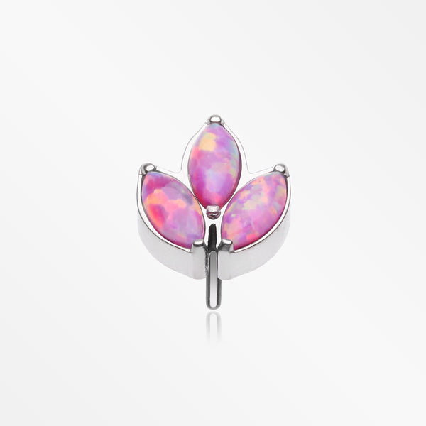 Implant Grade Titanium OneFit™ Threadless Triple Marquise Fire Opal Leaflet Top Part-Pink Opal