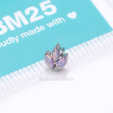 Implant Grade Titanium OneFit™ Threadless Triple Marquise Fire Opal Leaflet Top Part-Purple Opal
