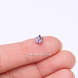Implant Grade Titanium OneFit™ Threadless Triple Marquise Fire Opal Leaflet Top Part-Purple Opal