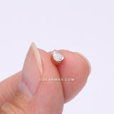 Implant Grade Titanium OneFit™ Threadless Rose Gold Teardrop Sparkle Top Part-Clear Gem