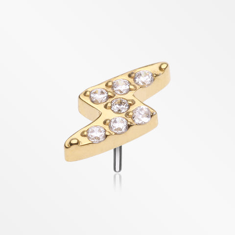 Implant Grade Titanium OneFit™ Threadless Golden Lightning Bolt Sparkles Top Part-Clear Gem