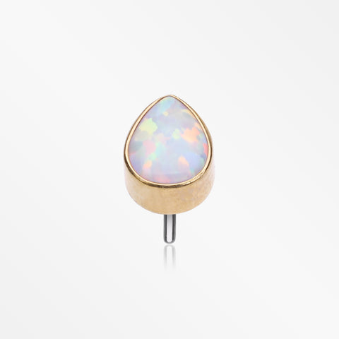 Implant Grade Titanium OneFit™ Threadless Golden Fire Opal Teardrop Top Part-White Opal