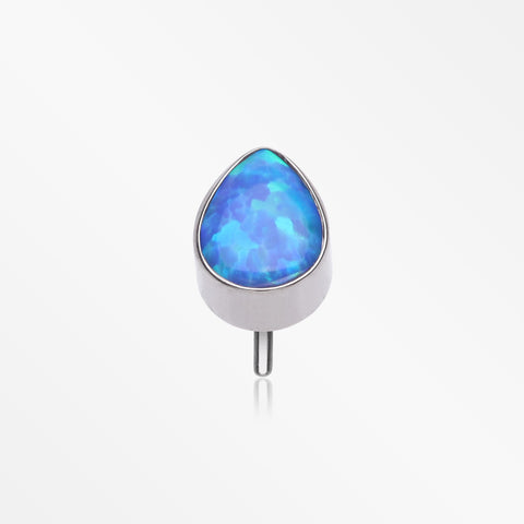 Implant Grade Titanium OneFit™ Threadless Fire Opal Teardrop Top Part-Blue Opal
