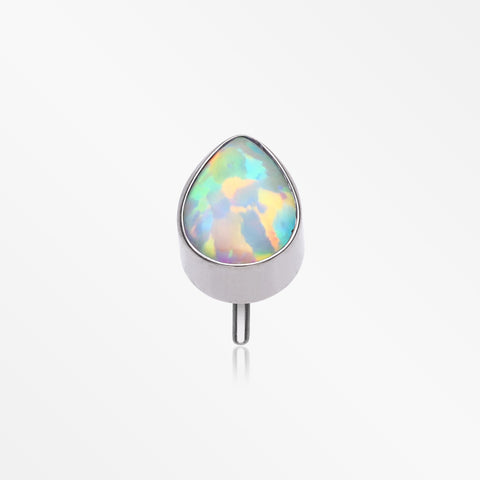 Implant Grade Titanium OneFit™ Threadless Fire Opal Teardrop Top Part-White Opal