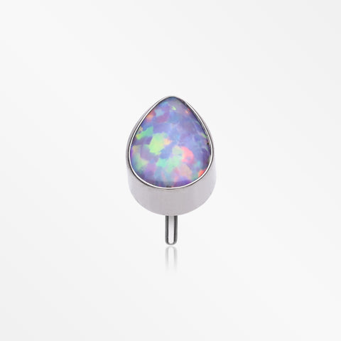 Implant Grade Titanium OneFit™ Threadless Fire Opal Teardrop Top Part-Purple Opal