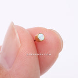 Detail View 2 of Implant Grade Titanium OneFit™ Threadless Bezel Round Fire Opal Sparkle Top Part-White Opal
