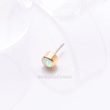 Detail View 1 of Implant Grade Titanium OneFit™ Threadless Bezel Round Fire Opal Sparkle Top Part-White Opal