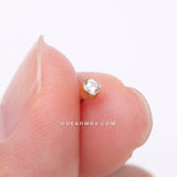 Detail View 2 of Implant Grade Titanium Golden OneFit™ Threadless Bezel Round Gem Sparkle Top Part-Clear Gem