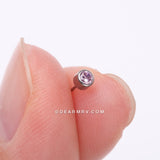 Detail View 2 of Implant Grade Titanium OneFit™ Threadless Bezel Round Gem Sparkle Top Part-Pink