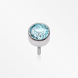 Implant Grade Titanium OneFit™ Threadless Bezel Round Gem Sparkle Top Part-Aqua