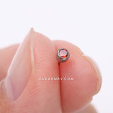 Detail View 2 of Implant Grade Titanium OneFit™ Threadless Bezel Round Gem Sparkle Top Part-Red
