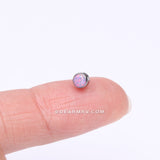 Detail View 2 of Implant Grade Titanium OneFit™ Threadless Bezel Round Fire Opal Sparkle Top Part-Purple Opal