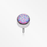 Implant Grade Titanium OneFit™ Threadless Bezel Round Fire Opal Sparkle Top Part-Purple Opal