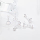 Detail View 1 of 5 Pcs of Bio-Flexible Push-Fit Top Retainer Labret Flat Back Stud Package