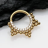 Golden Royal Bali Beads Trine Sparkle Seamless Clicker Hoop Ring-Clear