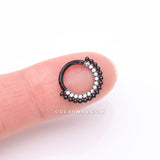 Detail View 2 of Blackline Royal Bali Beads Arc Sparkle Seamless Clicker Hoop Ring-Clear Gem