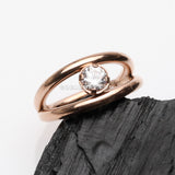 Rose Gold Double Hoop Sparkle Seamless Clicker Hoop Ring-Clear Gem