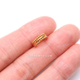 Golden Milgrain Beads Laced Steel Seamless Clicker Hoop Ring