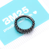 Blackline Milgrain Beads Laced Steel Seamless Clicker Hoop Ring