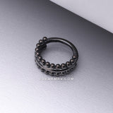 Blackline Milgrain Beads Laced Steel Seamless Clicker Hoop Ring
